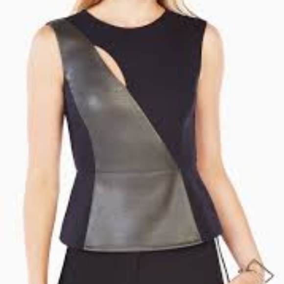 BCBGMaxAzria Brita Faux-Leather Top size XS NWT - Picture 2 of 6